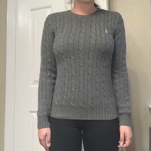Grey polo cable knit sweater